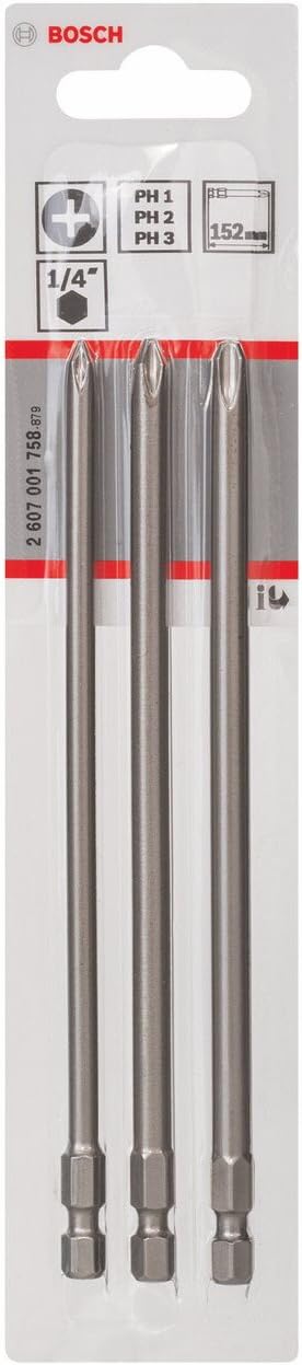 Bosch 2607001758 Extra Hard Screwdriver Bit Set (3-Piece), Silver, 152 mm - Image 3
