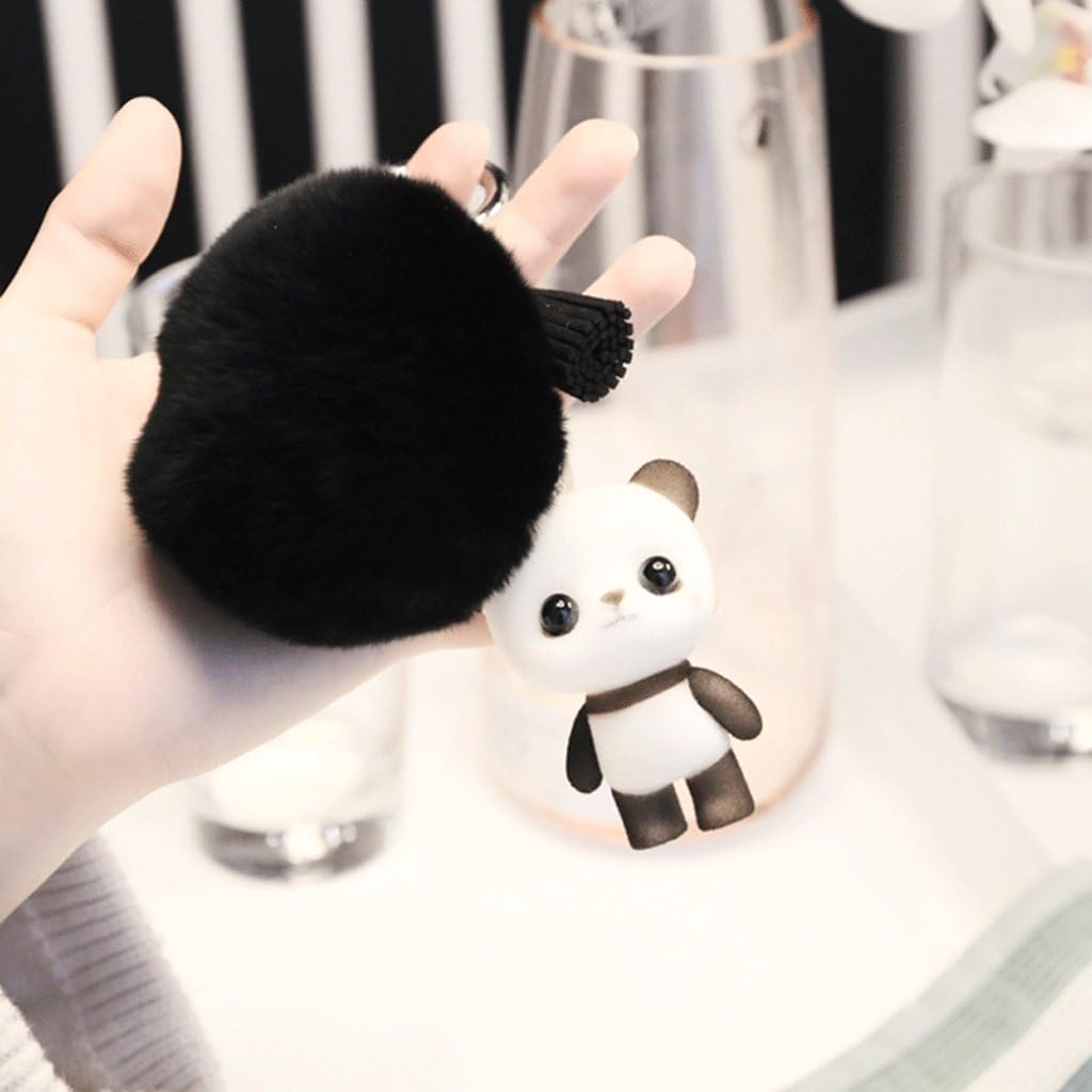 PLL Korean Creative Cartoon Key Chain Cute Animal Hair Ball Pendant Car Key Ring Girls Bag Pendant ( Color : Black )