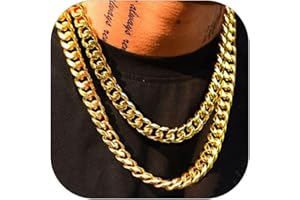 ChainsHouse Miami Cuban Chain Necklace for Men Women, 3mm/5mm/6mm/9mm/12mm/15mm Width, 316L Stainless Steel/18K Gold/Black Pl