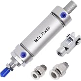 S SYDIEN Pneumatic Cylinder 32mm Bore 50mm Stroke Air Cylinder Double Acting with Y Connector and 2Pcs Pneumatic Quick Fittin