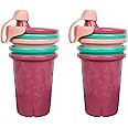 The First Years GreenGrown Reusable Spill-Proof Sippy Cups - Toddler Cups with Straws - Pink/Teal - 6 Count