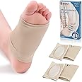 Ailaka 2 Pairs Compression Arch Support Sleeves, Cushioned Arch Support Braces Gel Pads for Flat Foot Pain Relief Plantar Fasciitis Heel Spurs