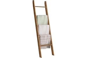 VASAGLE Blanket Ladder Decorative Farmhouse for The Living Room, 5-Tier Ladder Shelf, Ladder Rack for Storage and Decor, Honey Brown ULLS018K41