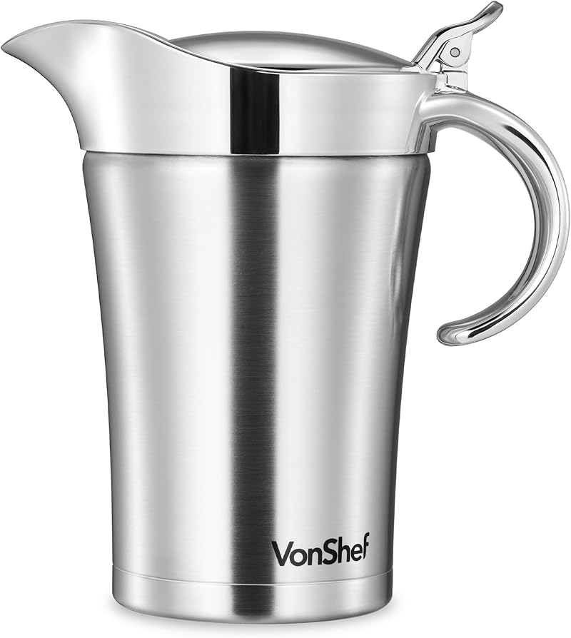 VonShef Gravy Boat 750ml Stainless Steel Double Wall Insulated Thermal Pot with