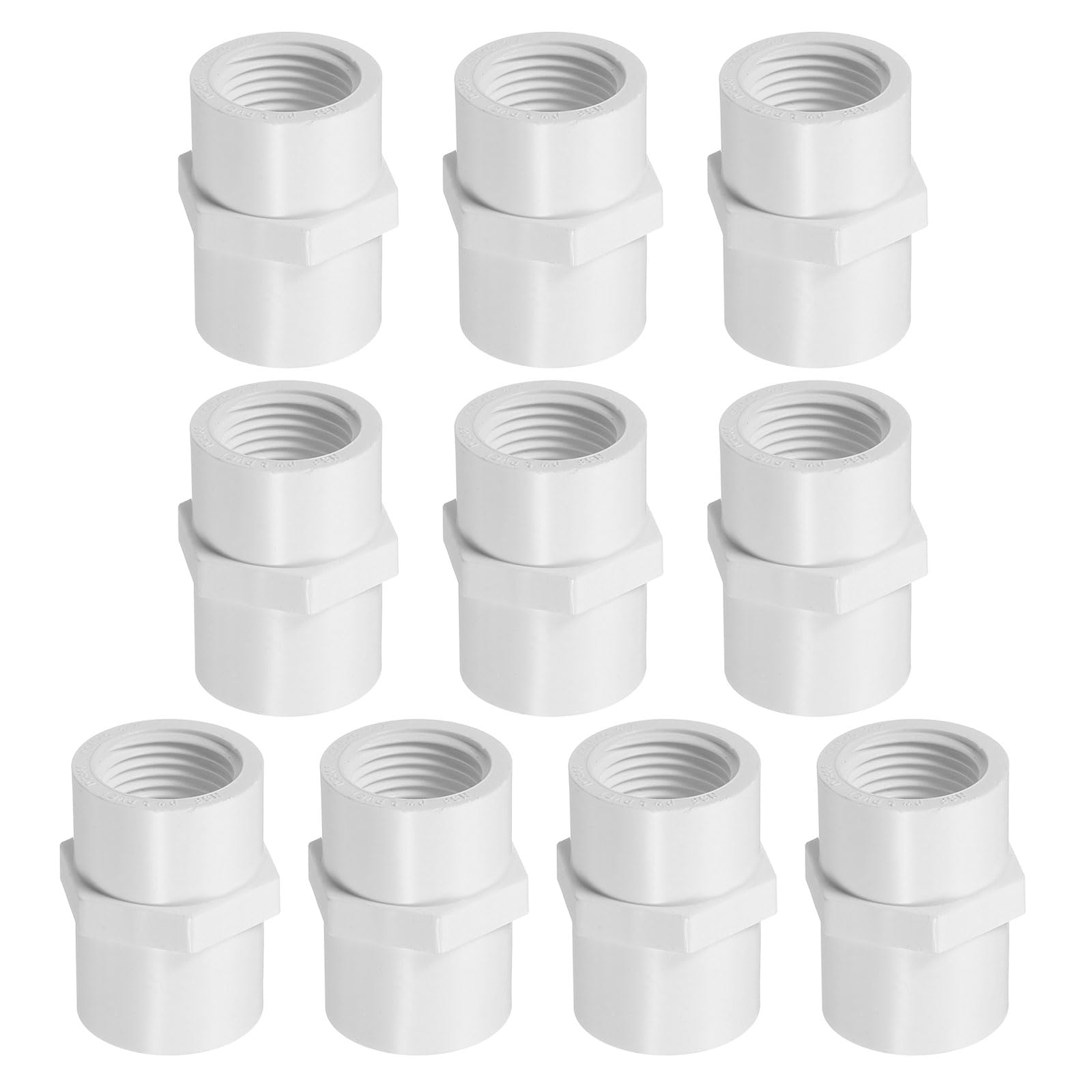 PATIKIL NPT1/2 PVC Female Adapter Pipe Fitting, 10 Pcs Furniture Grade Female Threaded Pipe Slip Coupling Connector for Building Pool Products Greenhouse Garden