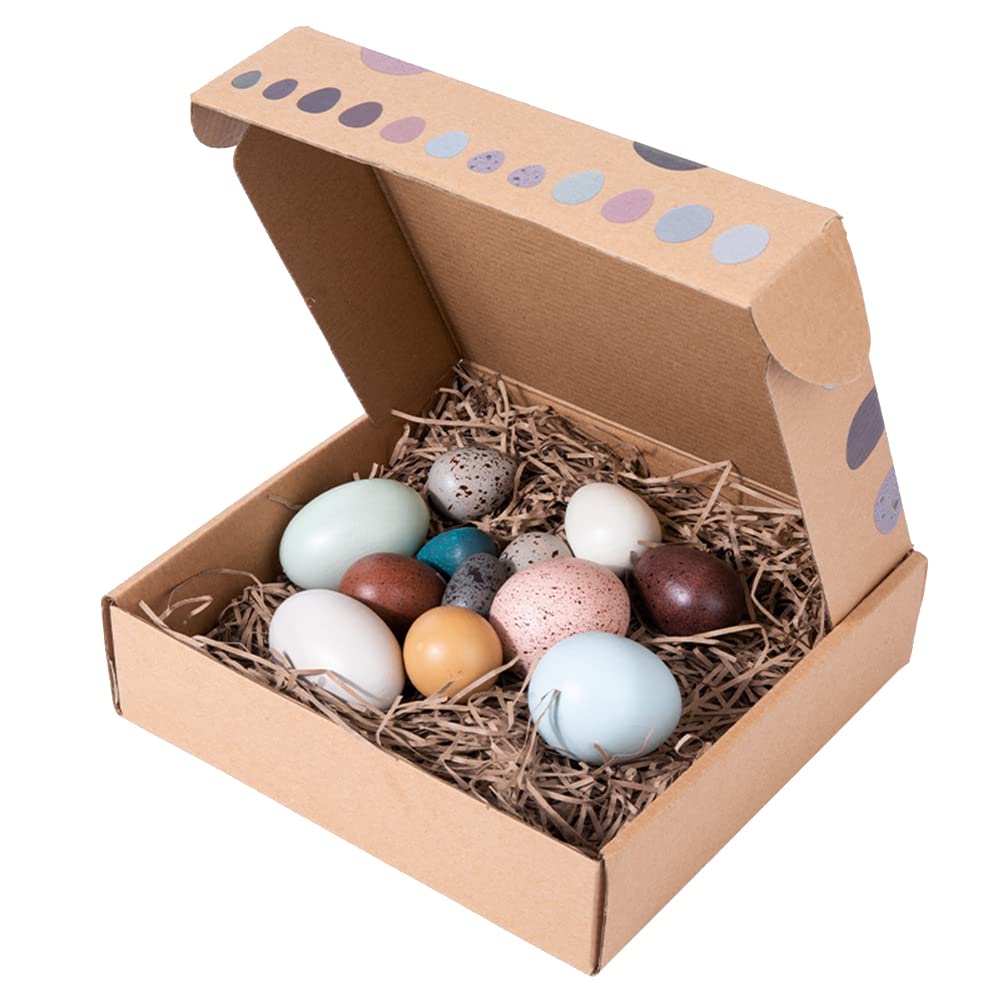 Lipeed Artificial eggs colorful wooden bird egg toy easter eggs decor moss micro landscape diy ornament - 12 pcs