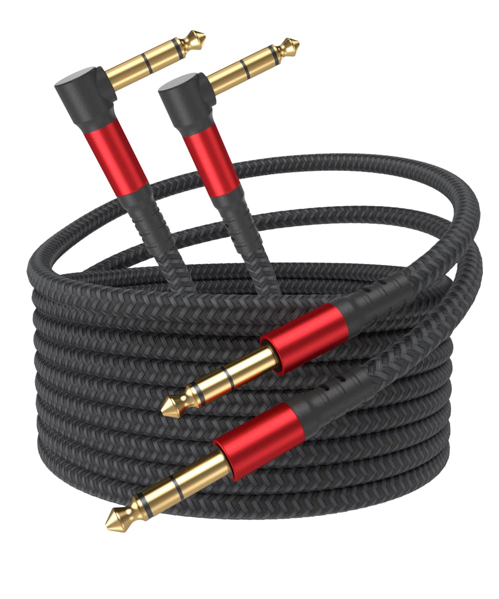 Photo 1 of IALEGANT 1/4 Inch Cable TRS Guitar Cable 10 ft 2-Pack, Instrument Cable Guitar AMP Cord Straight to Right Angle 6.35mm Male to Male Stereo Audio Cable for Electric Guitar, Bass, Amplifier, etc.