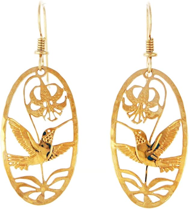 Wild Bryde Jewelry Tiger Lily Hummingbird dangle earrings