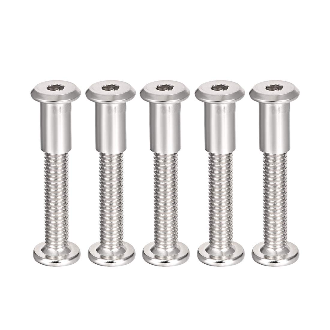 sourcing map Screw Post Fit for 3/8"(10mm) Hole Dia, Male M8x50mm Belt Buckle Binding Bolts Leather Fastener Carbon Steel 5 Sets