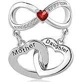 KunBead Mother Daughter Infinity I Love You Heart Dangle Birthday Charm Compatible with Pandora Bracelet Gifts for Mothers Day