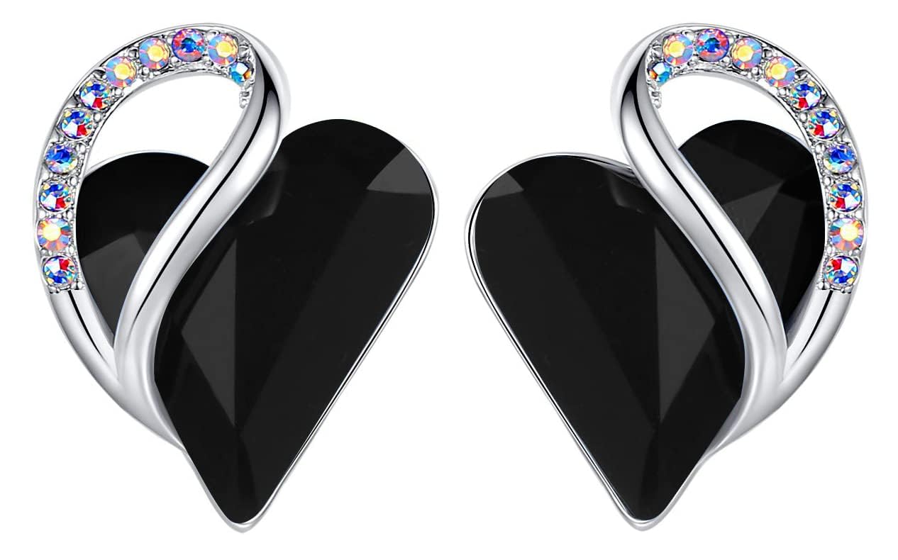 Leafael Mother's Day Earrings for Women, Infinity Love Birthstone Heart Crystal Studs, Allergy-Free Jewelry for Wife Mom Her, Silver-Tone, Gift Box Included — image 1