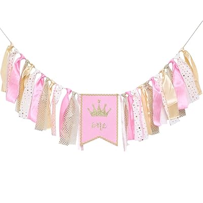 Buy Princess Party Decorations For 1st Birthday Pink And Gold Birthday Banner For Photo Booth Props And Backdrop Cake Smash Best One Birthday Party Supplies For Baby Princess Birthday Banner Online