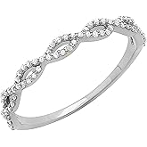 Dazzlingrock Collection Valentine's Day Gift 0.20 Ctw Natural Round White Diamond Infinity Crossover Swirl Wedding Band for Women in 10K Solid Gold