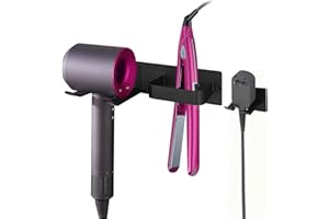BAQRAXIA Hair Dryer Holder, Hairdryer Station Accessories Wall Mounted, Straightener Holder, Bathroom Hair Styling Care Tool Organizer, Multi-Functional Space Storage Bracket