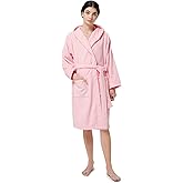 SIORO Women Hooded Terry Cloth Robes, Cotton Long Soft Plush Bathrobe for Shower, Spa, Towel Knee-Length Robe with Pockets