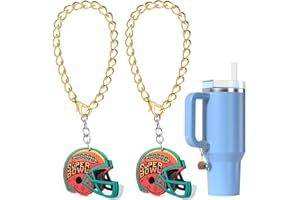 Hperycal Football Charm Accessories for Stanley Cup, 2PCS Initial Football Handle Charm For Stanley Tumbler Cup, Personalized Name ID Charm For Stanley