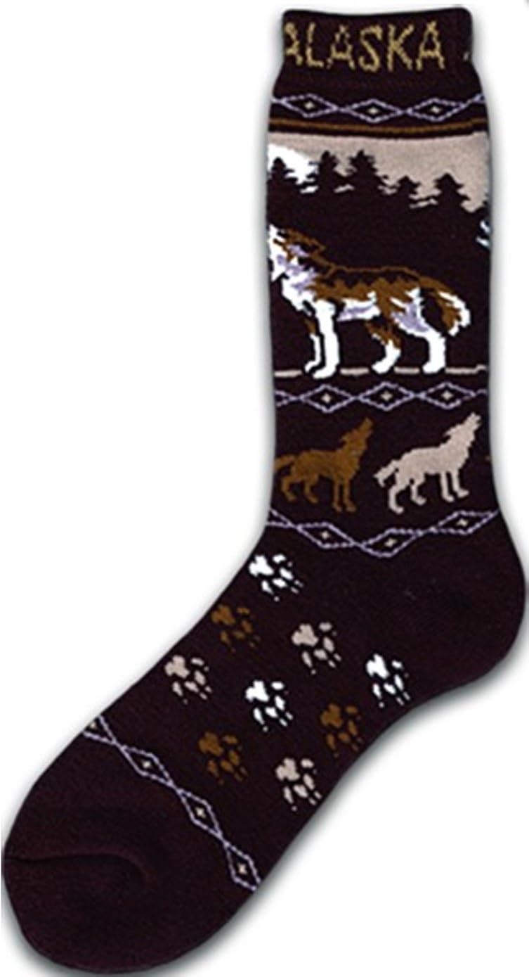 Alaska Novelty Socks Howing Wolf Wolves Unisex 8 11 Plush