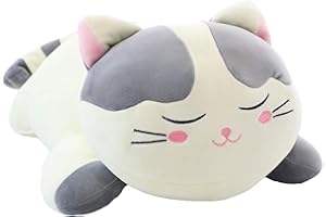 ELFISHGO Cat Big Plush Hugging Pillow, Super Soft Kitten Kitty Stuffed Animals Toy Gifts for Kids, Girls, Bed, Christmas, Valentine 21.7" (Gray)