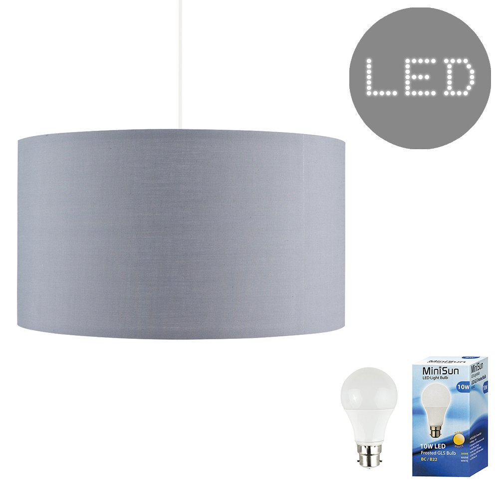 Extra Large Modern Grey Polycotton Cylinder Ceiling Pendant Table