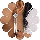 Iaceble Silver Rhinestone Tassel Dangle Earrings Vertical Bar Tassel Earrings Long Chain Fringe Earrings Square Crystal Earrings Metal Chain Drop Earrings Jewelry for Women