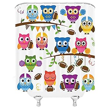 Amazon Com Xzman Owls Shower Curtain Sporty Owls Cheerleader