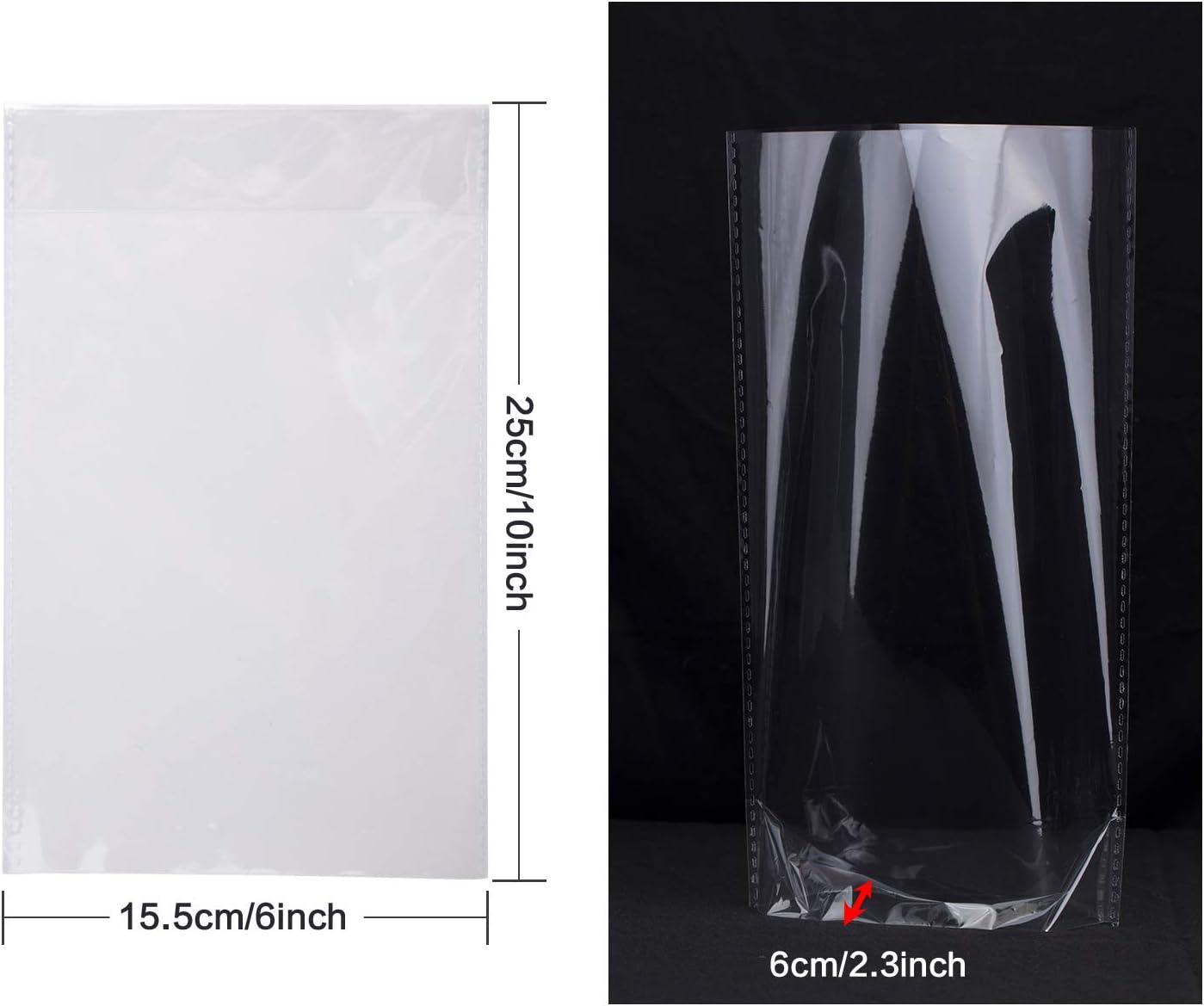 AUERVO 60PCS Clear Resealable Flat Cello Bags - OPP Plastic Cellophane Storage Bags for Sweet/Party/Gift/Home with Mix Colors Pull Bows - Image 3
