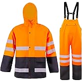VUVEA Rain Suit For Men & Women Waterproof Heavy Duty Rain Gear Reflective Jacket for Fishing Outdoor Work Raincoats