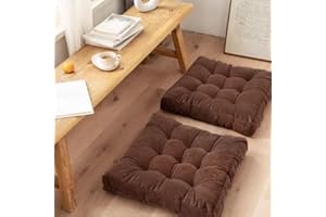 ABLIOACA 2 Pack Floor Pillows Square Velvet Large Pillows Seating for Adults and Kids, Cushion for Fireplace Yoga Living Room Sittin 20x20Inch (Coffee)