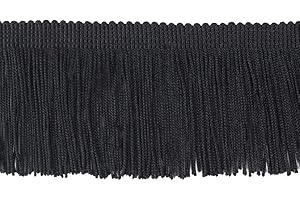 BEL AVENIR Lace Chainette Fringe Trim Polyester Tassel Trim with Hand Knitting for Home Accessories DIY Decoration (Black, 5 Yard x 3.9 Inches)