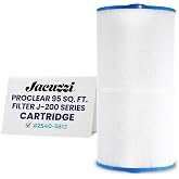 Jacuzzi 2540-381J ProClear 95 Sq Ft Rinseable Filter Cartridge J-200 | Pleated Polyester Media, Threaded Bottom Handle, Rinseable Design, Supports Repeated Use And Reliable Spa Filtration