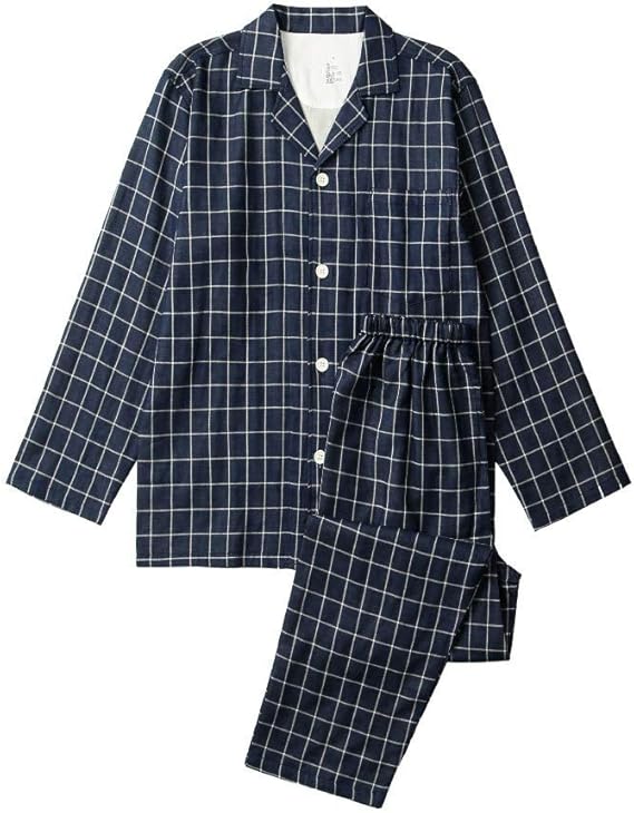Amazon Co Jp ルームウェア 綿ひときれカップルの部屋着男の人 藏青方格 男 服 ファッション小物