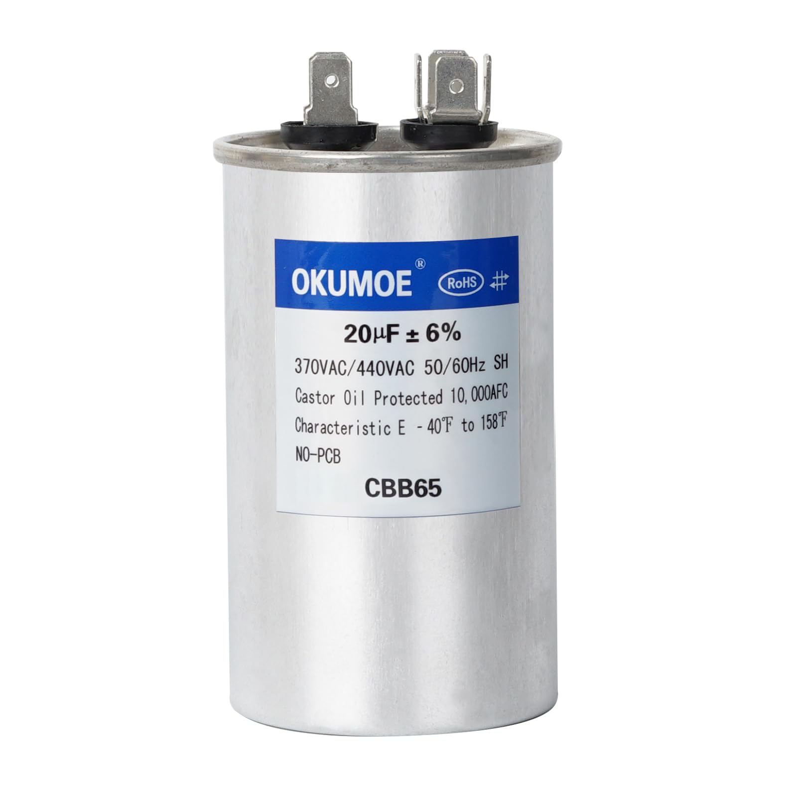 Photo 1 of 20uF 20MFD 370V/440V CBB65 Dual Run Round Start AC Capacitor for AC Motor Start, Fan Start, Heat Pump, Condenser Straight Cool
