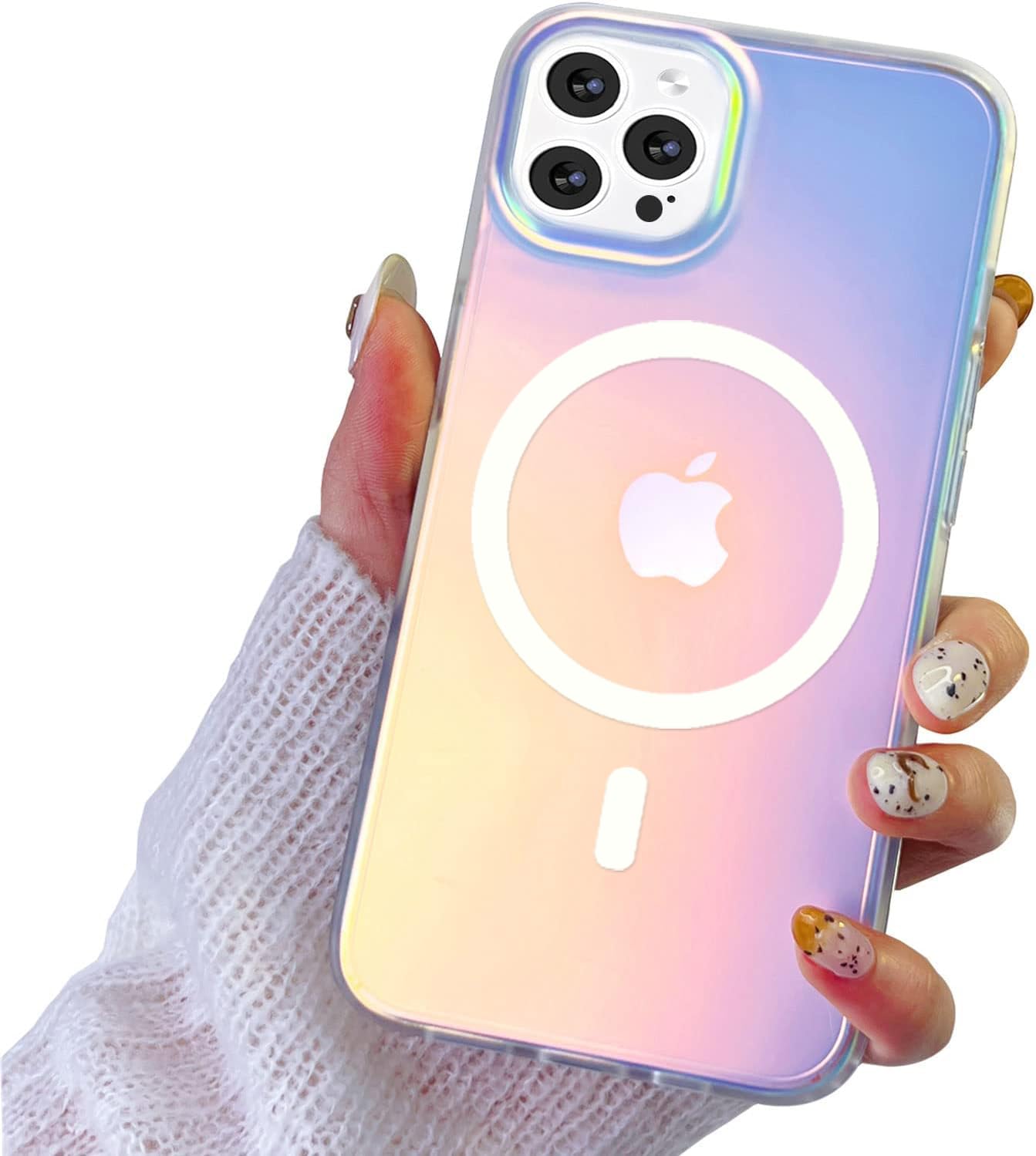 I-MGAE-IN-AR Compact Case for iPhone 15 Pro Max Clear Frosted Laser Design,[Compatible with MagSafe] Cute Soft Slim TPU Shockproof Protective Phone Cases Cover for Women Aesthetic