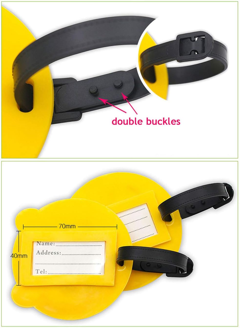 Travel Luggage Tags, Expression Panda Suitcase Travel ID Label Tags Holders, PVC Identifier Label Holders for Backpack(8 Pack) - Image 3
