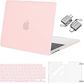 MOSISO Compatible with MacBook Air 13 inch Case 2026 2025 2024 2023 2022 M4 A3240 M3 A3113 M2 A2681,Plastic Hard Shell&Keyboard Cover&ScreenFilm&Type C for MacBook Air 13.6 inch Case, Chalk Pink