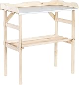 Unibos Wooden Potting Table with Zinc Top & Shelf, 82x78cm Garden Bench view 2