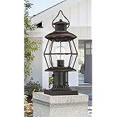 MrSconce Dusk to Dawn Outdoor Post Lights with Pier Mount Base,16.8“ Waterproof Lamp Post Light Fixture Hardwired 120V,Oil Ru