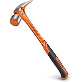 JORGENSEN 22 oz One-piece Forged Framing Claw Hammer with Nail Holder | Heavy Duty, Milled Face, Side Puller, Shock Absorbing Grip, Anti-slip Handle, Demolition Work, Woodworking, Framing Hammer