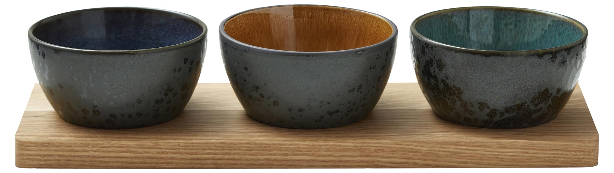 ZONE DENMARK BITZ - Earthenware/Wood Bowls - Multicoloured, Set of 4