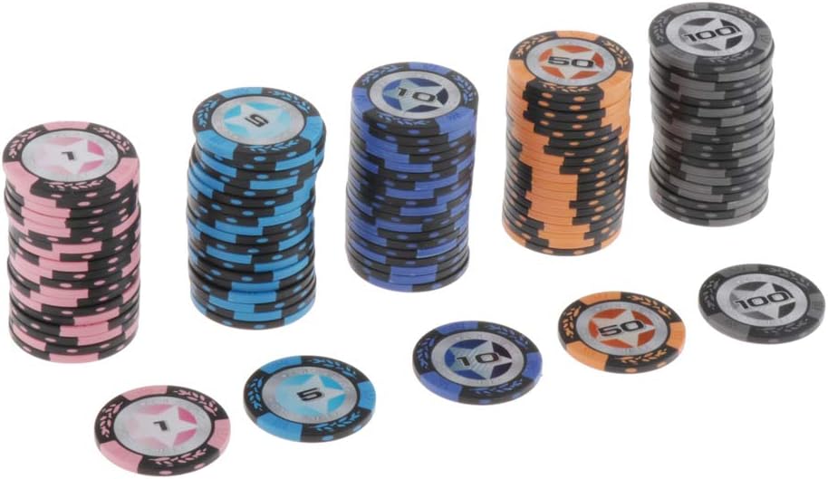 100Pcs Gaming Tournament Poker Chips Numbered Poker Set, 40mm Casino