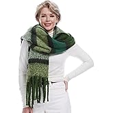 MissShorthair Oversized Chunky Blanket Scarf for Women Winter Warm Colorful Big Scarfs Plaid Thick Scarves Soft Fluffy Shawl