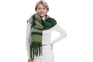 MissShorthair Oversized Chunky Blanket Scarf for Women Winter Warm Colorful Big Scarfs Plaid Thick Scarves Soft Fluffy Shawl