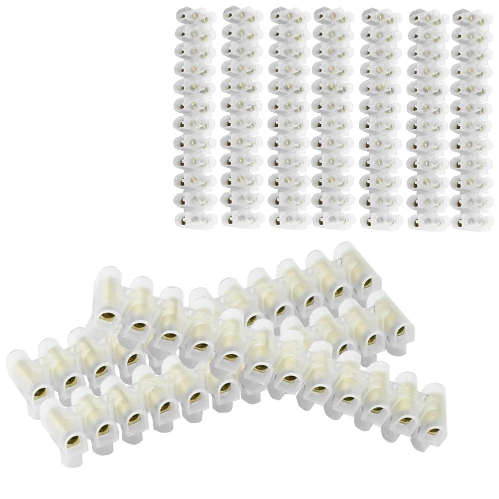 TANCUDER 10 PCS Terminal Blocks Wire 12 Way/Position 3 Amp Terminal Strip Dual Rows Choc Block Connectors Electrical Screw Terminal Barrier Block for LED Strip Light Appliances Wire Connecting, 90mm