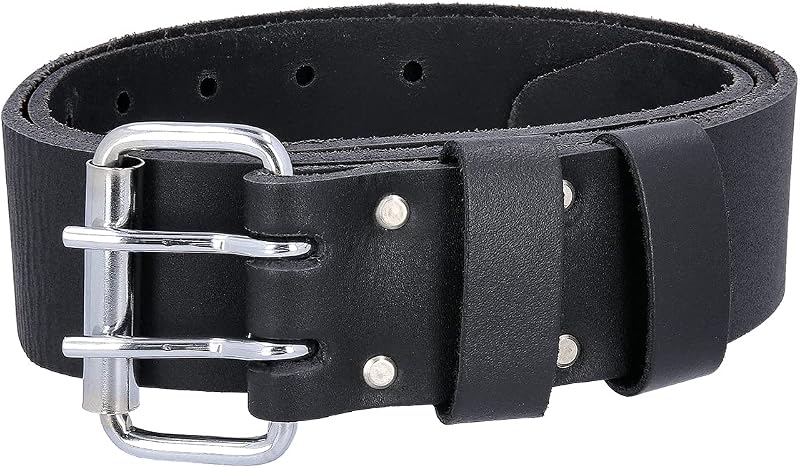 TOUGH MASTER Leather Work Belt 2 Inch Buffalo Saddle Heavy Duty Black Men Women