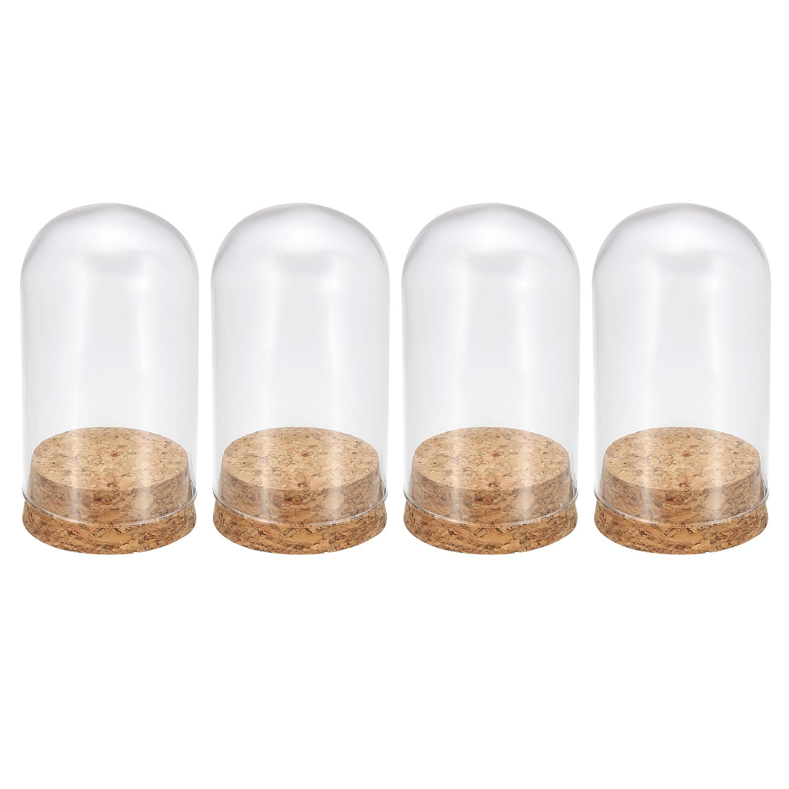 PATIKIL Clear Cloche Glass Dome, 4 Pack Glass Bell Jar Display Case Tabletop Centerpiece with Cork Base for LED Light Plants Home Decor 1.81x3.54inch