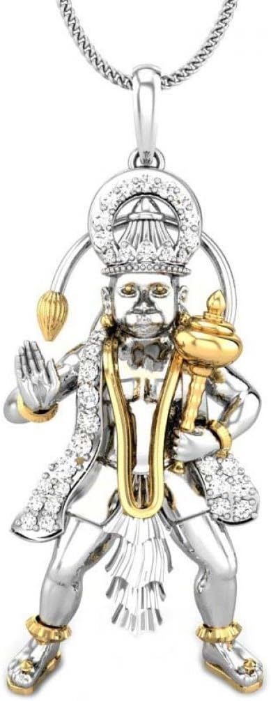 Candere 0.31 ctw Round Natural Diamond Sterling Silver Hanuman Religious Pendant (IGI, I-J, SI1-SI2)