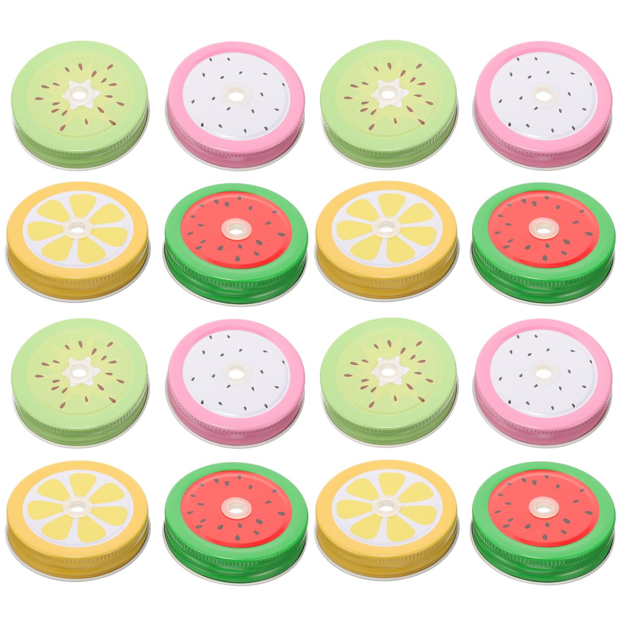 FUNOMOCYA 20Pcs Tinplate Jar Lids with Straw Holes for Mason Jars Sealing Leak-Proof Replacement Metal Jar Lid Set Suitable for Canning and Storage
