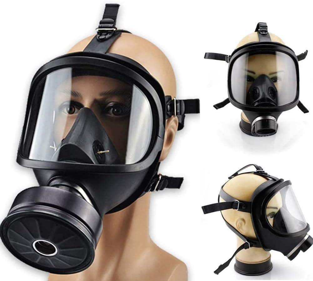 MF14 Head Mask Full Face Ventilative Biochemical Gas Mask (Respirator +Canister) Widely Used in Organic Gas,Paint Sprayer, Chemical,Woodworking,Dust Protection