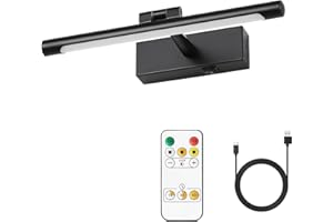 JOOSENLUX Picture Lights for Wall Dimmable 12.6" Inch Long Wireless Picture Lights for Paintings Tapered-Rod LED Wall Light Fixtures Adjustable Black Wall Sconce with Remote