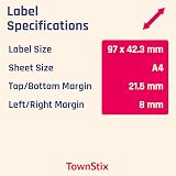 TownStix 12 Per Sheet 25 Sheets A4 White Sticker Labels 97 x 42.3mm view 5